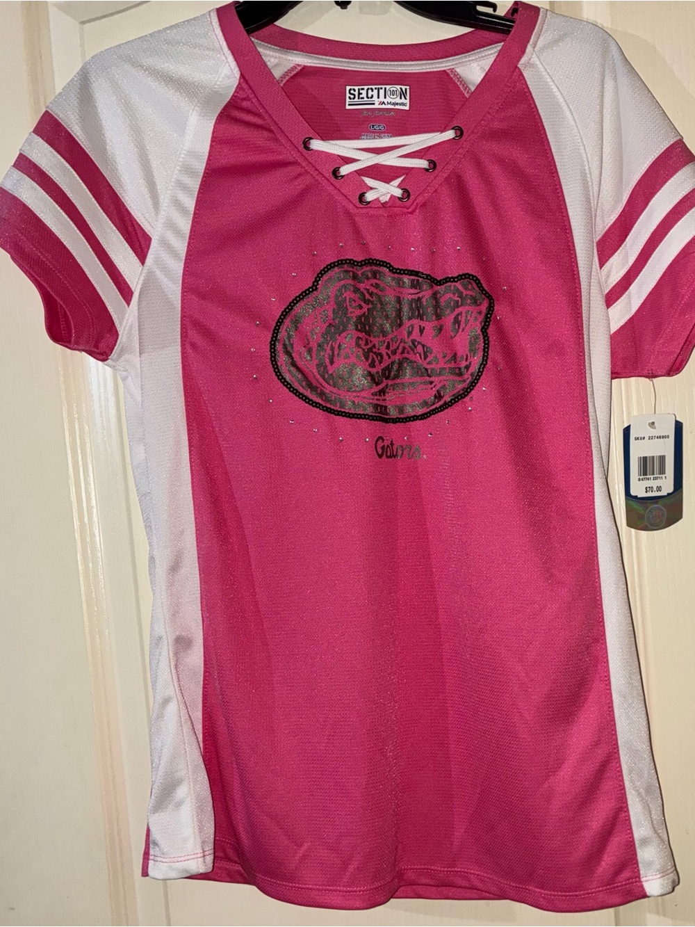 Florida Gators Pink Lace-Up Jersey Top | Women’s  L